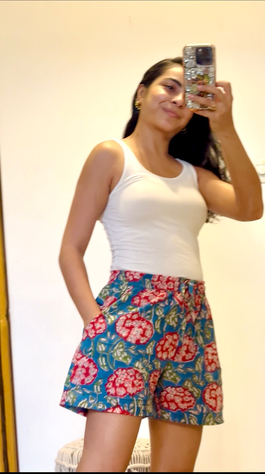July - Handblock Printed Cotton Mini Dress + Shorts