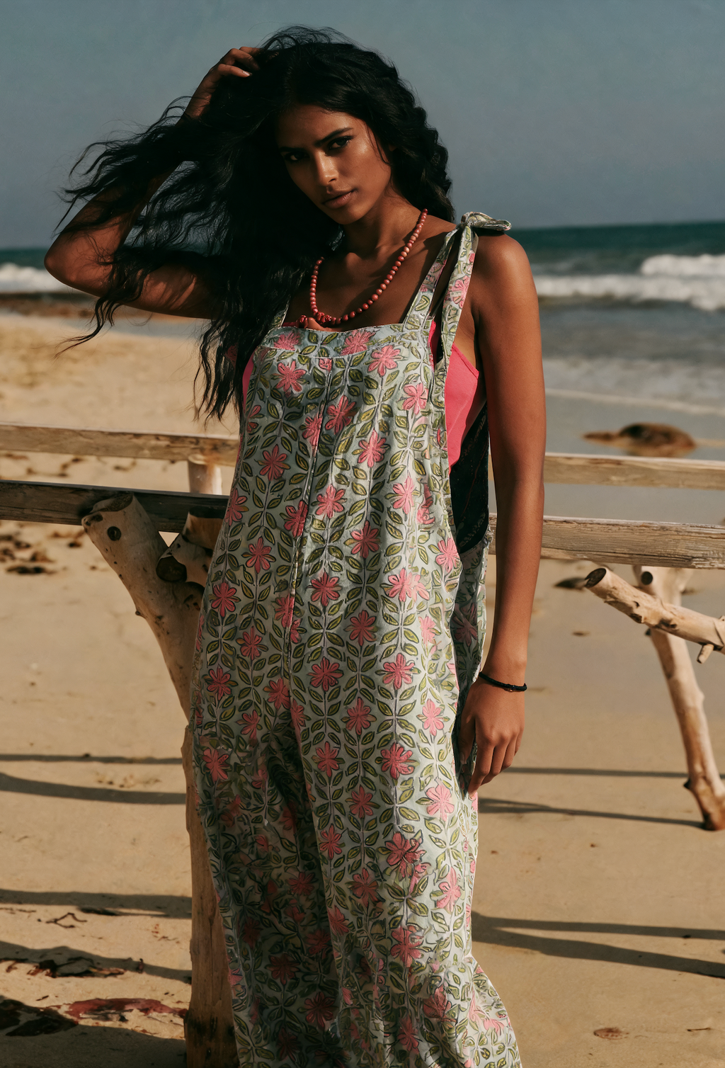 Rebel - Handblock Printed Cotton Jumpsuit - Pink