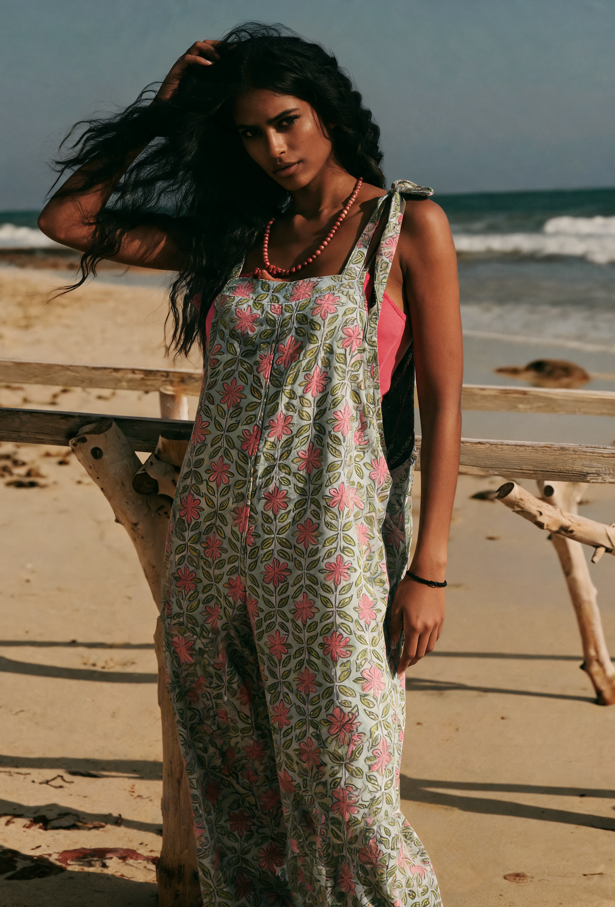 Rebel - Handblock Printed Cotton Jumpsuit - Pink