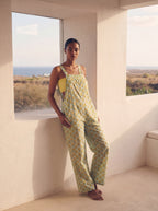 Rebel - Handblock Printed Cotton Jumpsuit - Blue and Yellow
