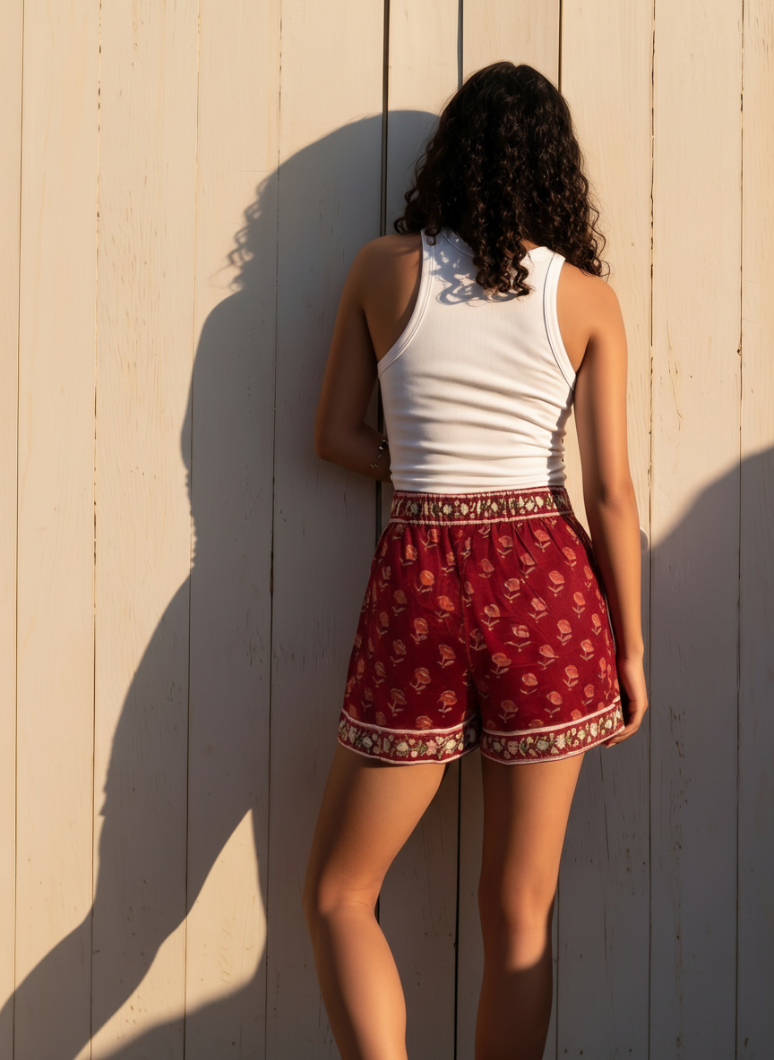 The Chikka Skort - Handblock Printed Cotton Skort
