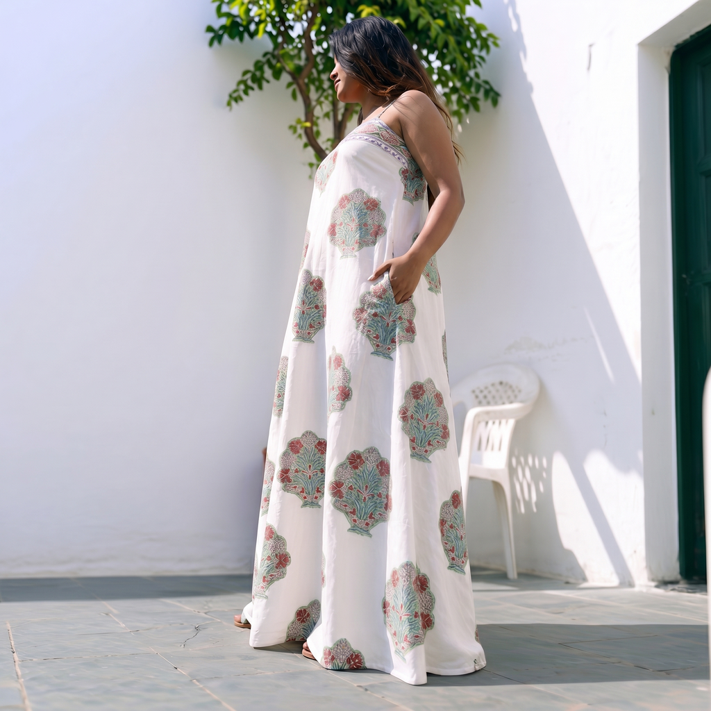 Ira - Handblock Printed Cotton Dress - Long